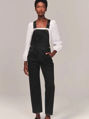 Abercrombie & Fitch Black Denim Jean Overalls Size Medium
